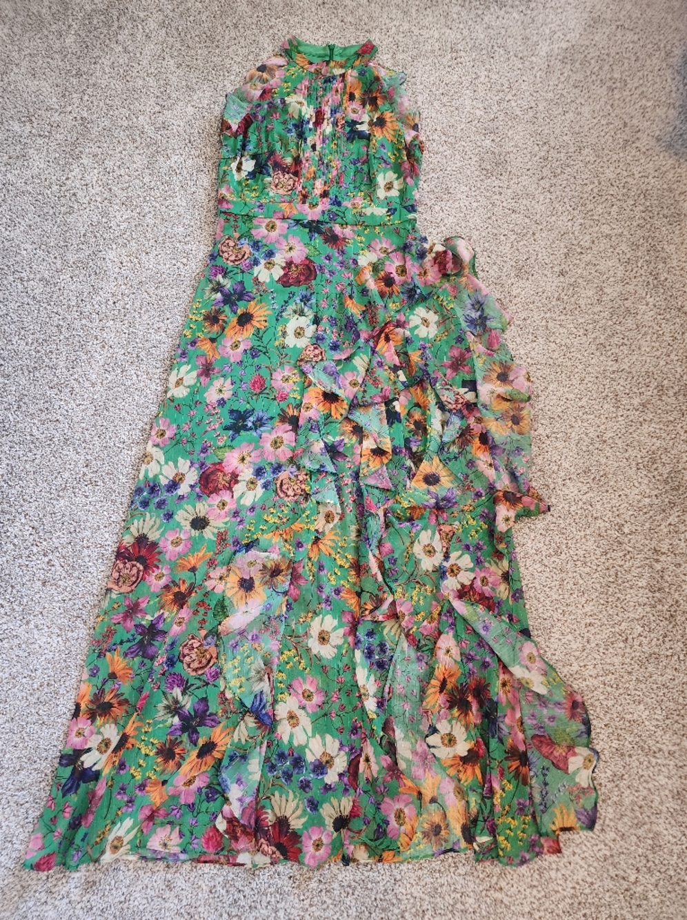 🌸Stunning Betsy & Adam Floral Halter Gown - Size 8 SUMMER DRESS HALTER STYLE ✨️ - Picture 9 of 16